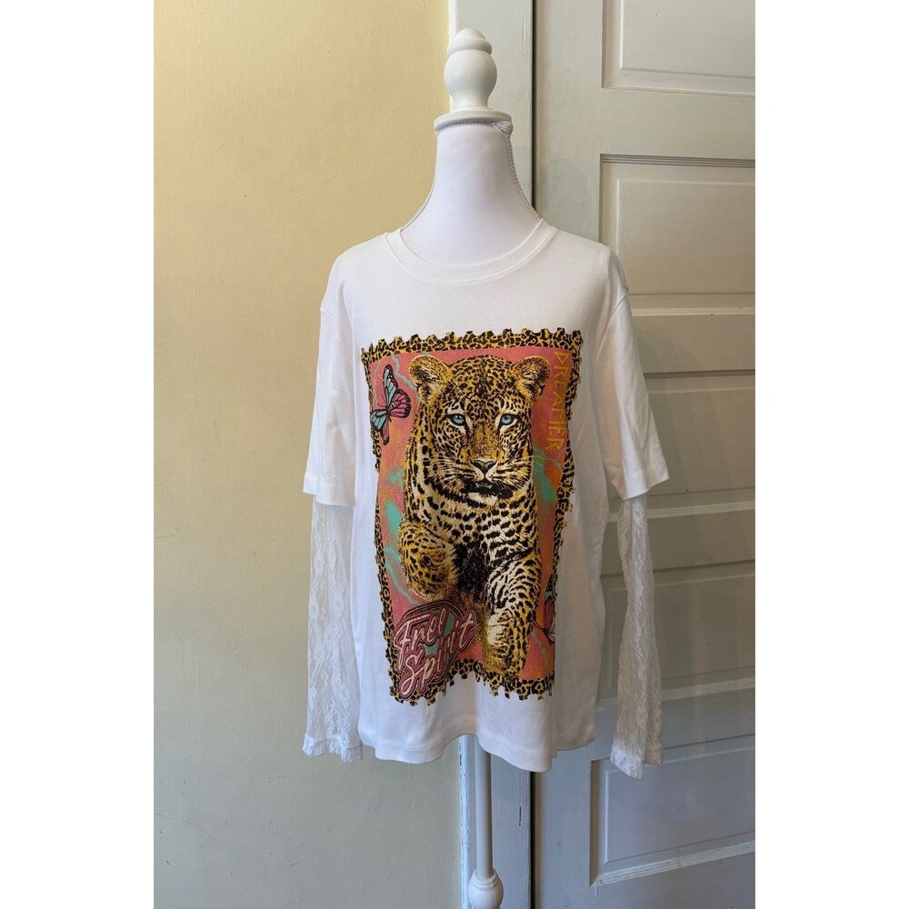 ZUTTER TSHIRT Zutter tee leopard cheetah animal print long sleeve size medium MD